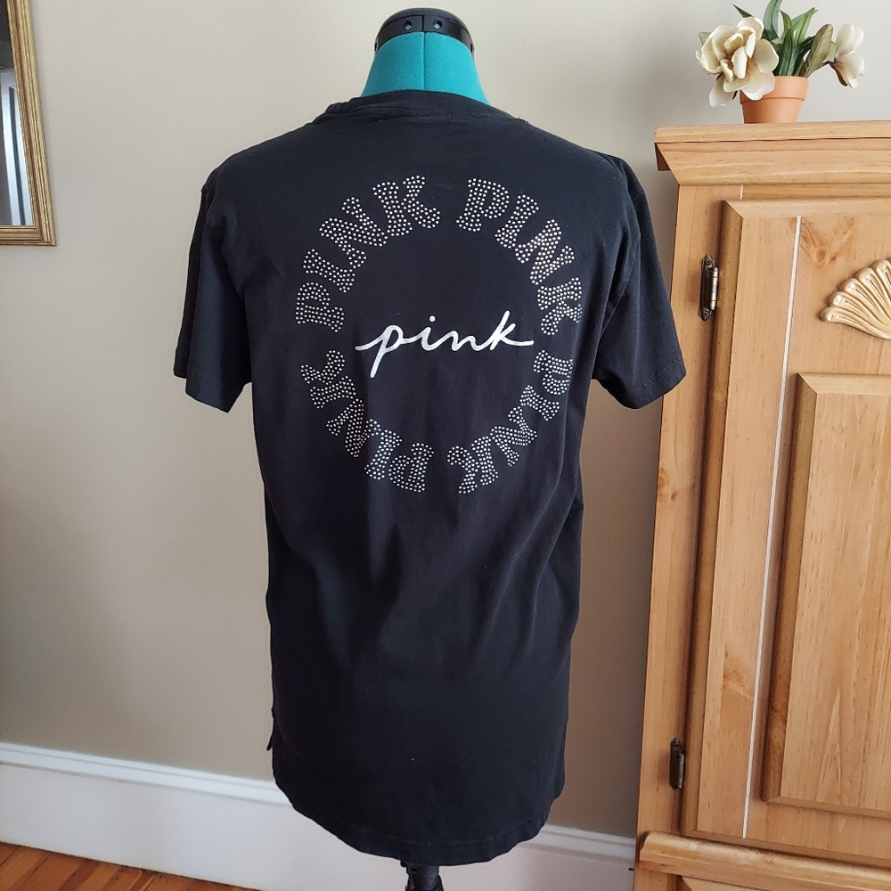 VS PINK Rhinestone Black Tee Shirt